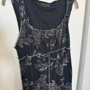 BCBGMaxAzria Black Dress with White Floral Stitching